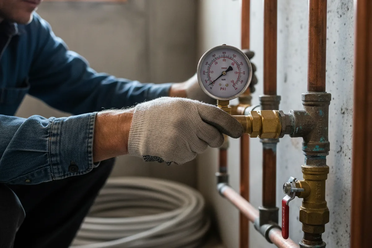 Pressure testing a repaired line during Water Line Repair in Waynesville